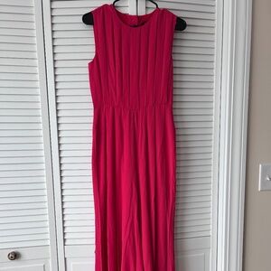 NWT BCBG MAXAZRIA Women Jumpsuit Bright Orange Pleated Sleeveless Wide Leg Sz 0